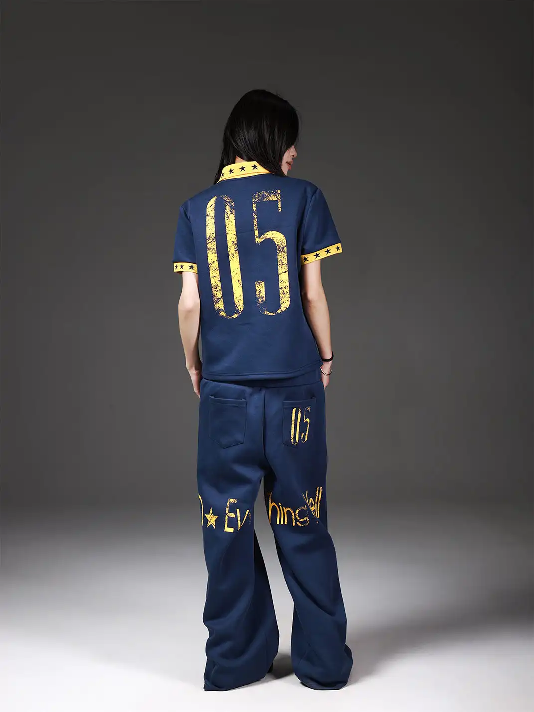 DETW | Double Waist Silhouette Navy Sweatpants