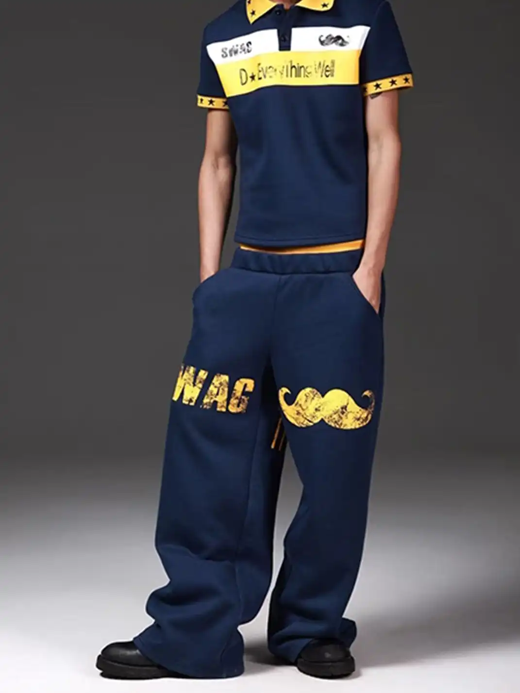 DETW | Double Waist Silhouette Navy Sweatpants