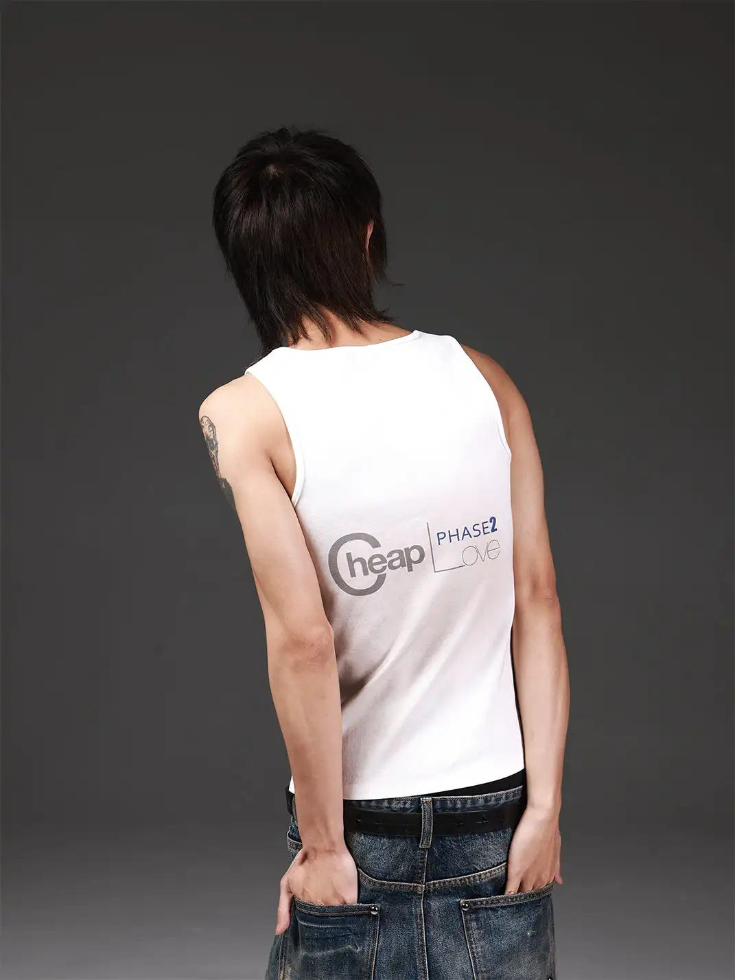 DETW | Irregular Rivet Two-Tone Printed Vest