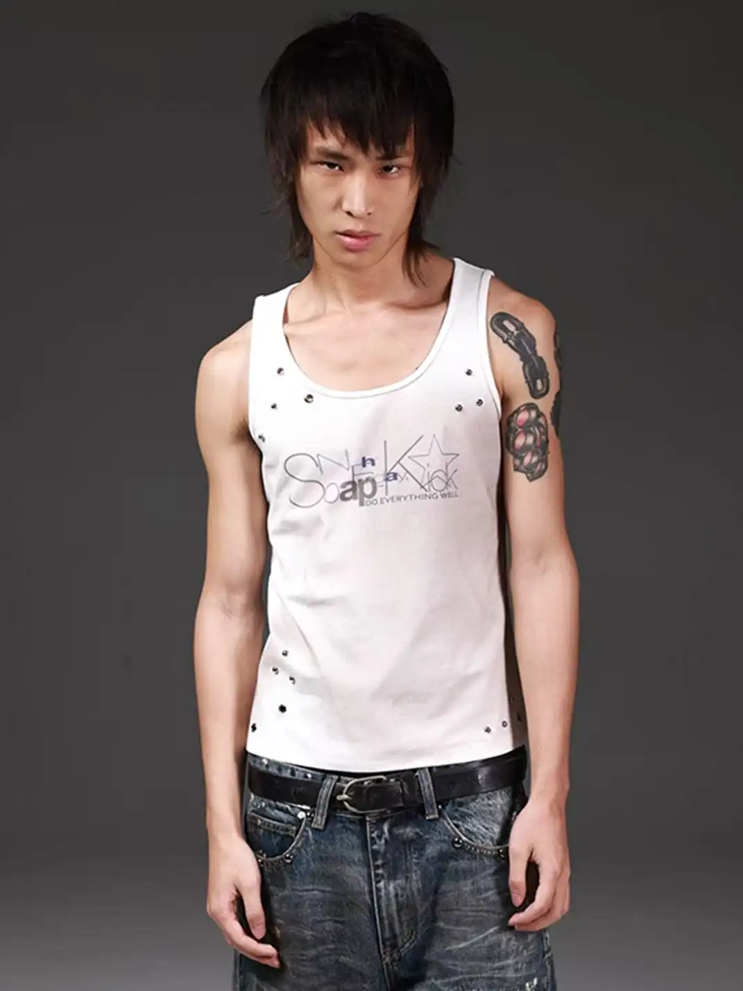 DETW | Irregular Rivet Two-Tone Printed Vest