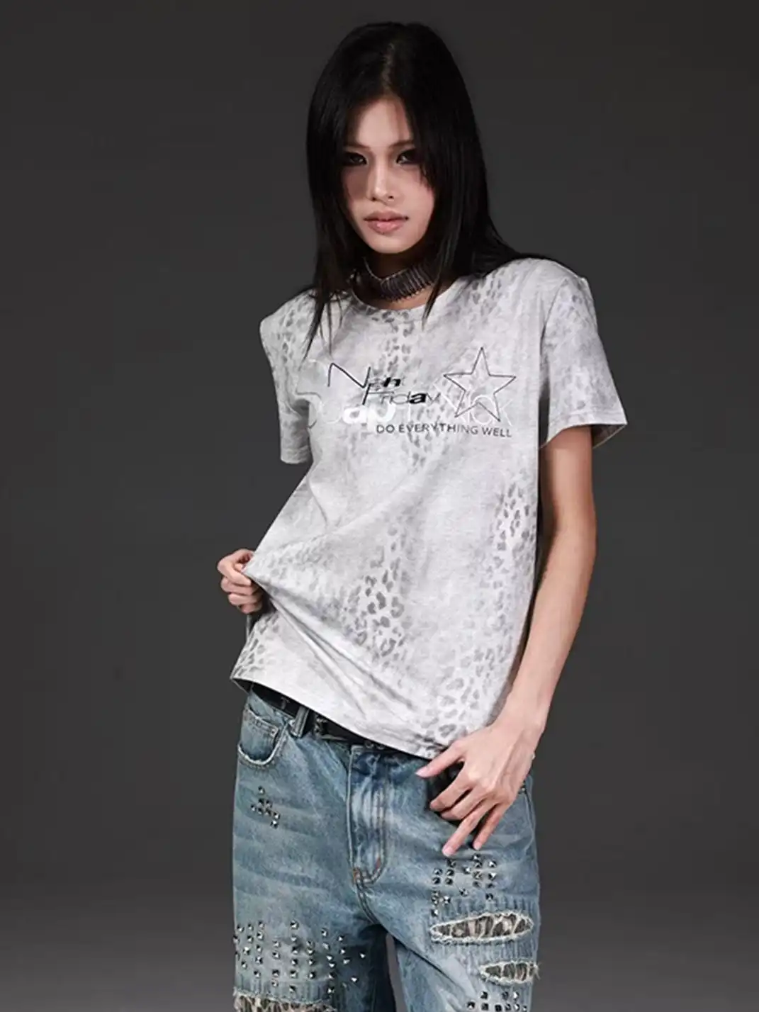 DETW | Leopard Print Slogan T-Shirt