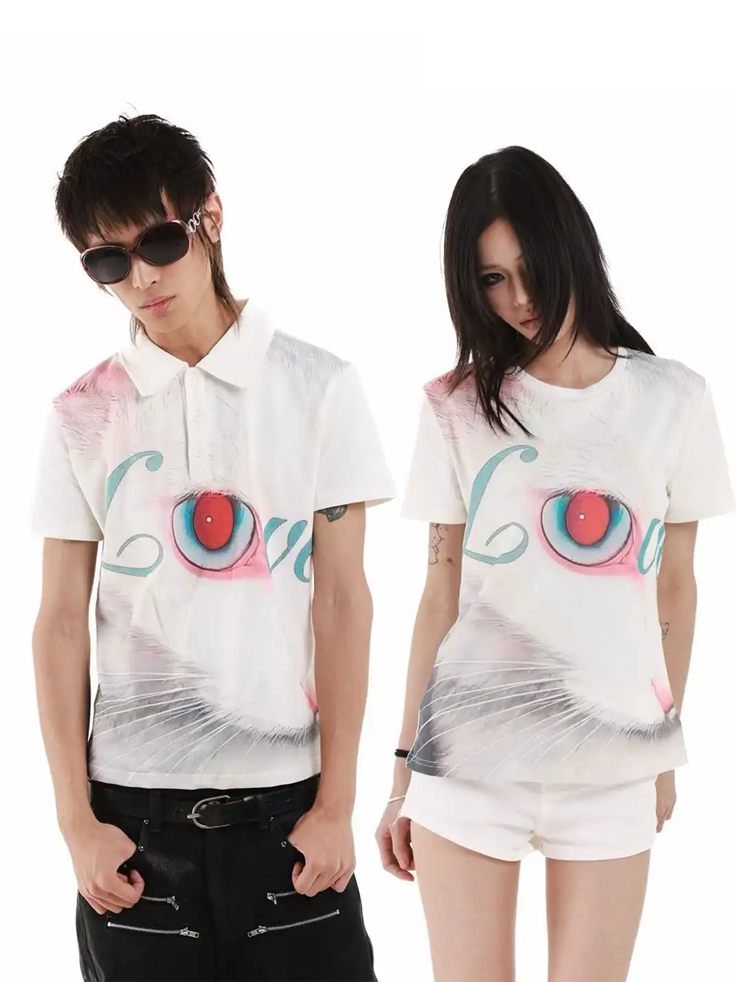 DETW | Cat Print Polo T-Shirt