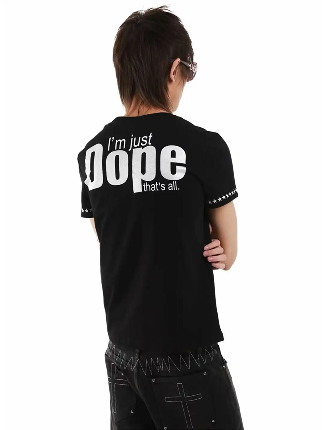 DETW | Slogan Full Rhinestone U-Square Neck T-Shirt