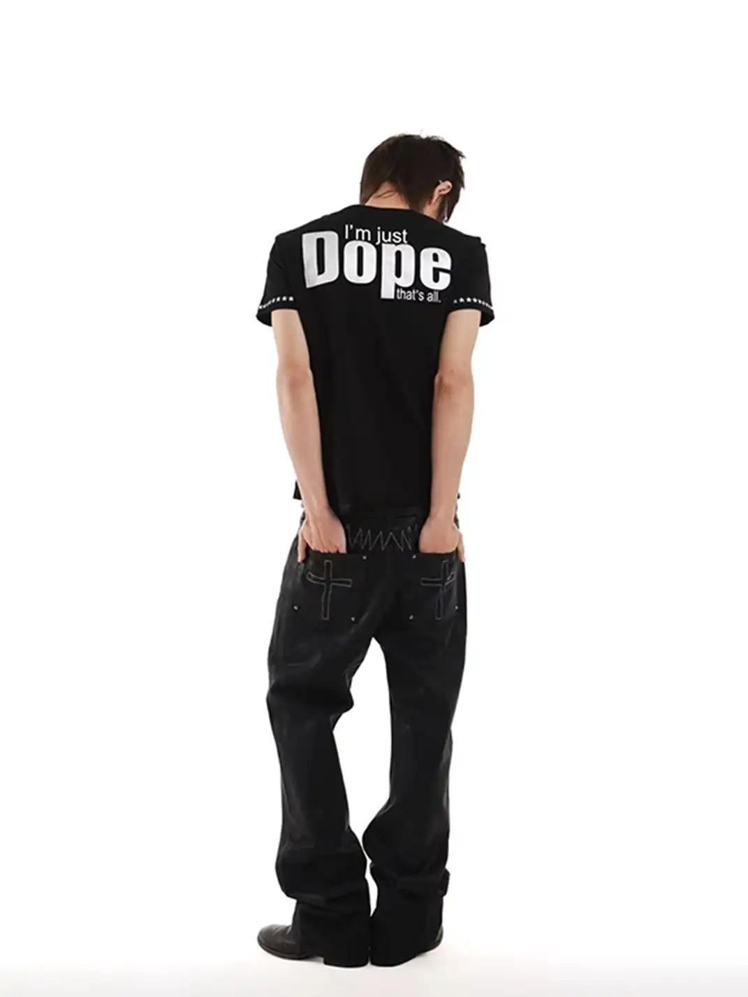 DETW | Slogan Full Rhinestone U-Square Neck T-Shirt