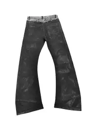 DETW | Snake Print Gold Foil Waxed Five-Button Curved Blade Jeans
