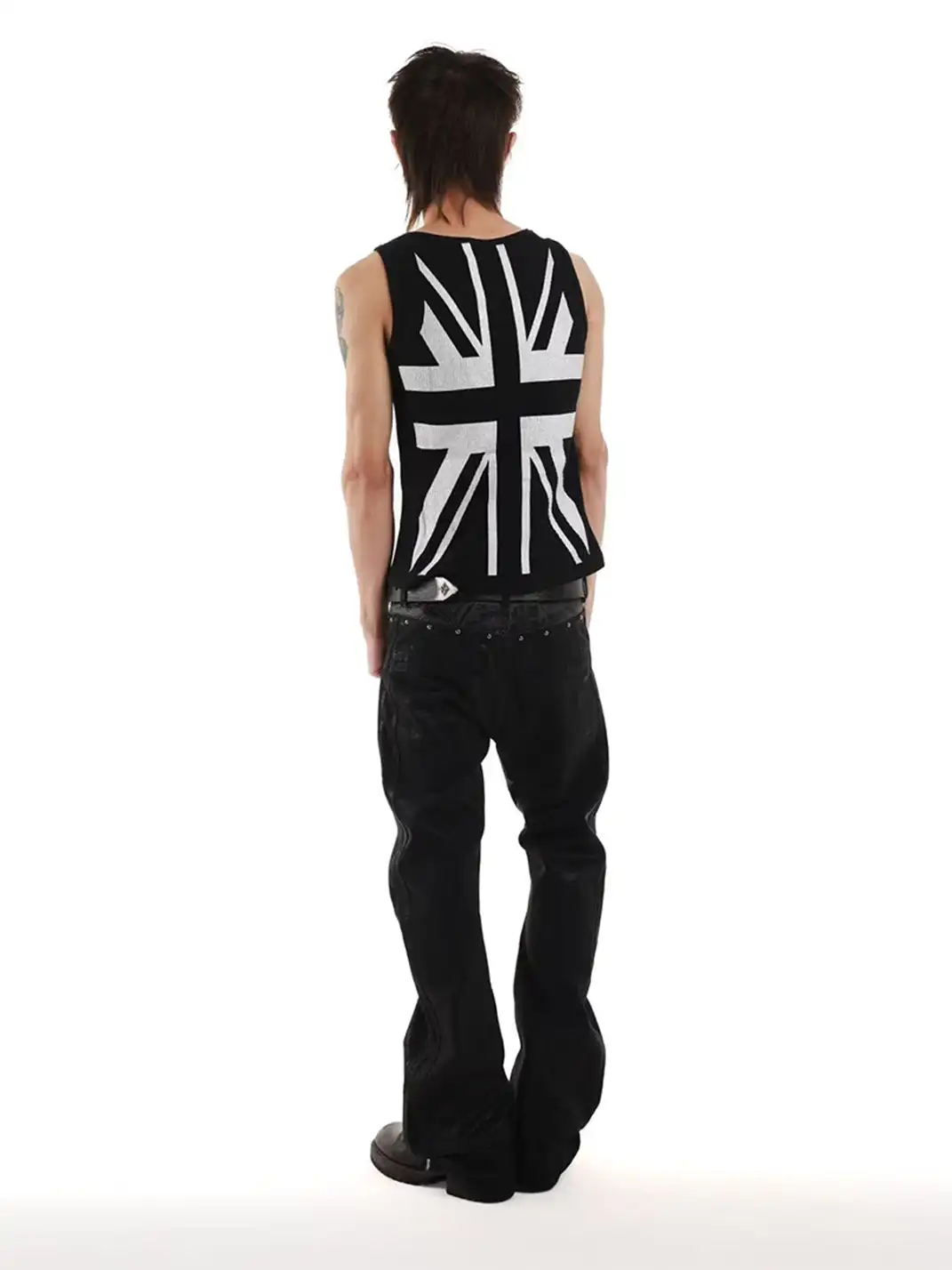 DETW | Snake Print Gold Foil Waxed Five-Button Curved Blade Jeans