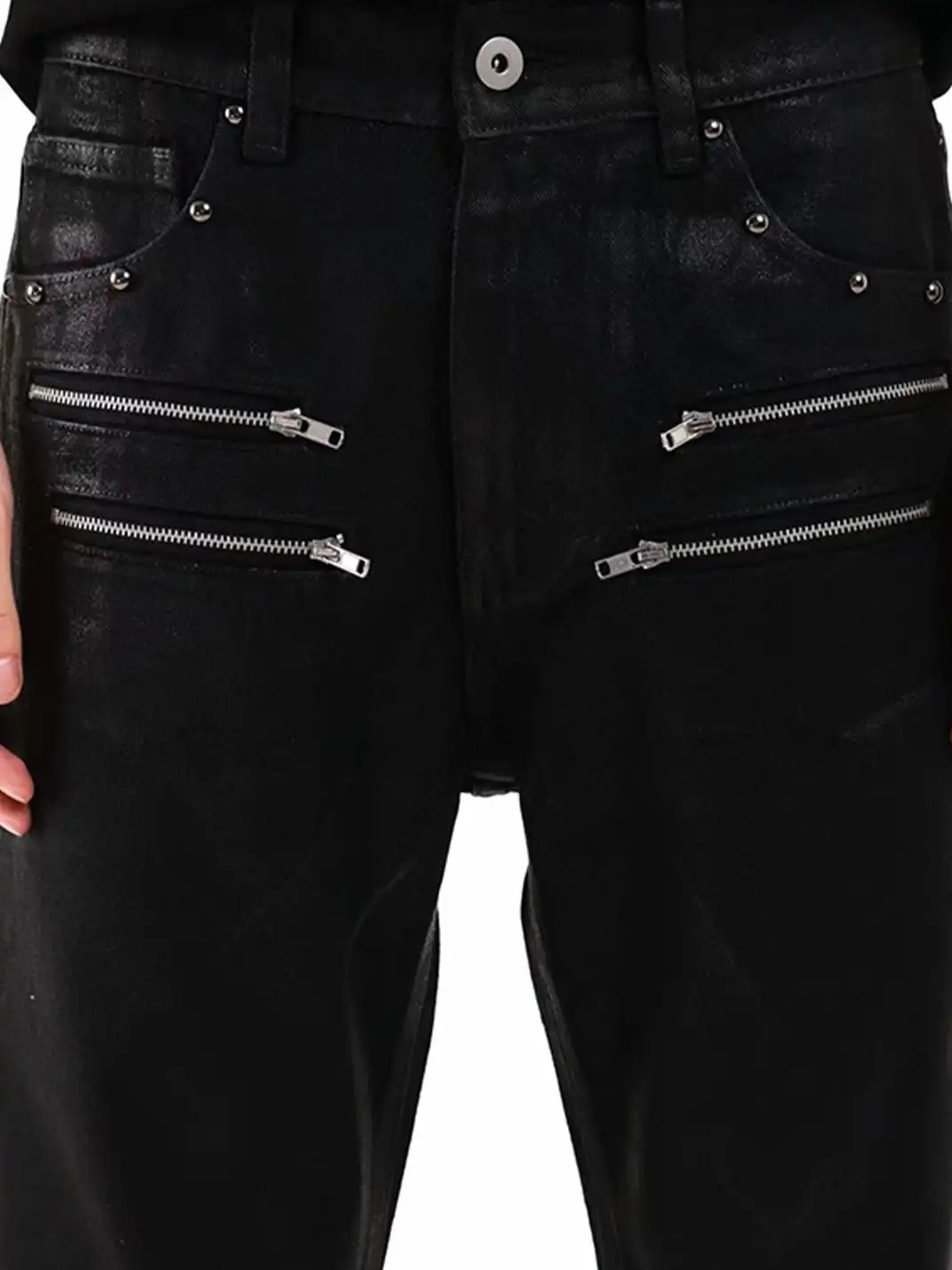 DETW | Wax-Coated Irregular Stacked Jeans