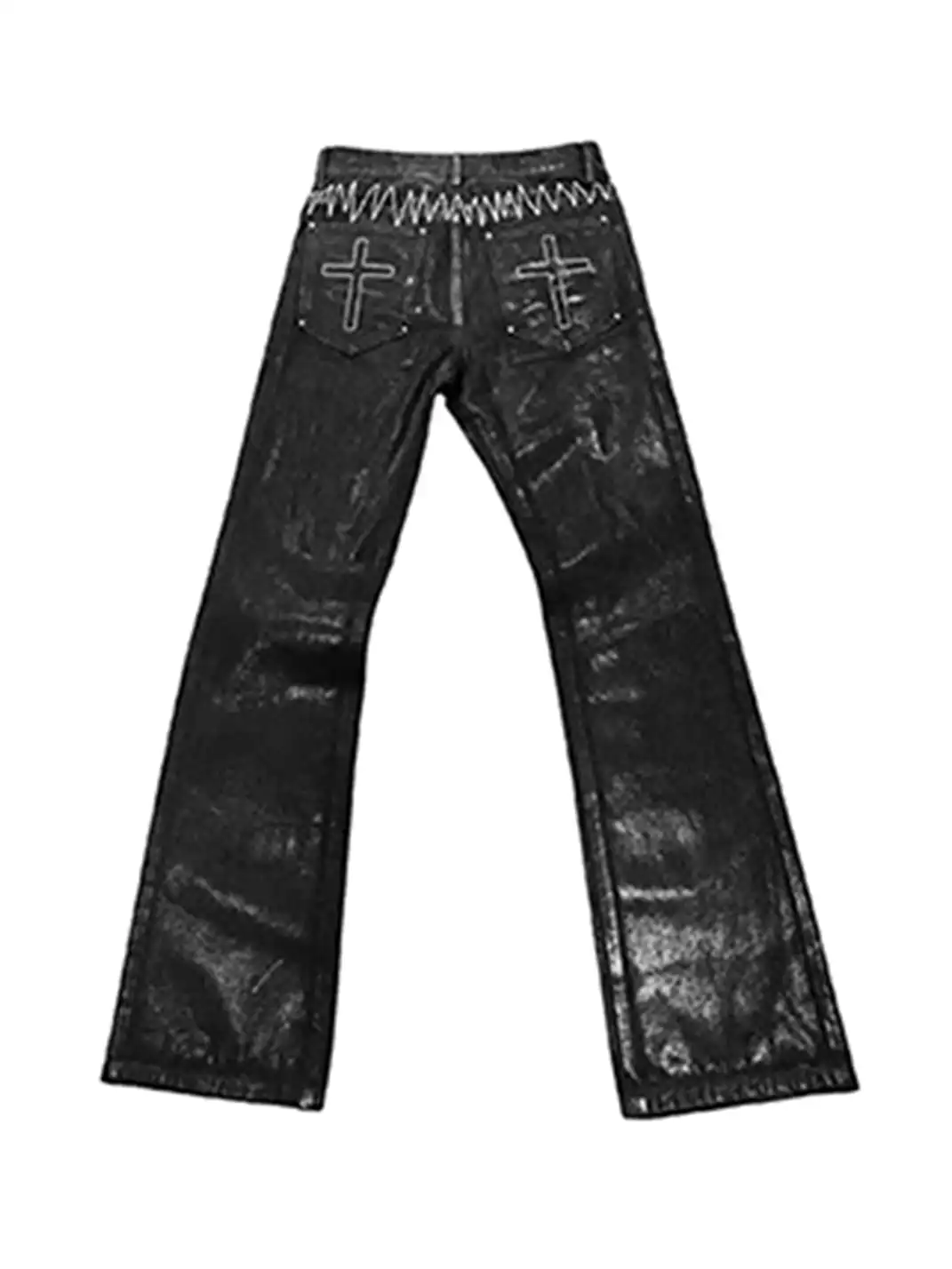 DETW | Wax-Coated Irregular Stacked Jeans