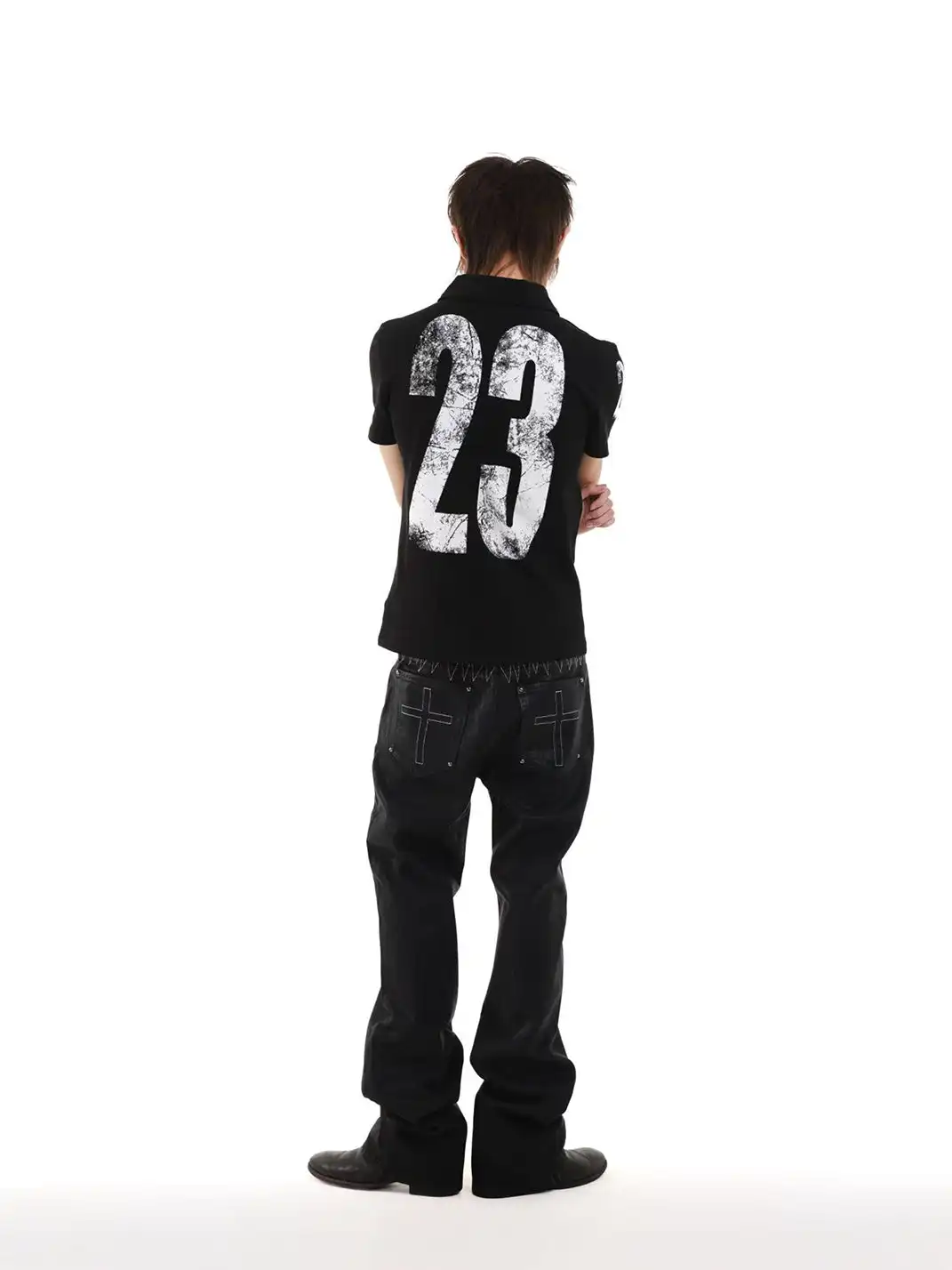 DETW | Wax-Coated Irregular Stacked Jeans