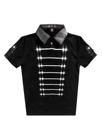 DETW | Leather Collar Metal Glitter Cross Print Polo Shirt