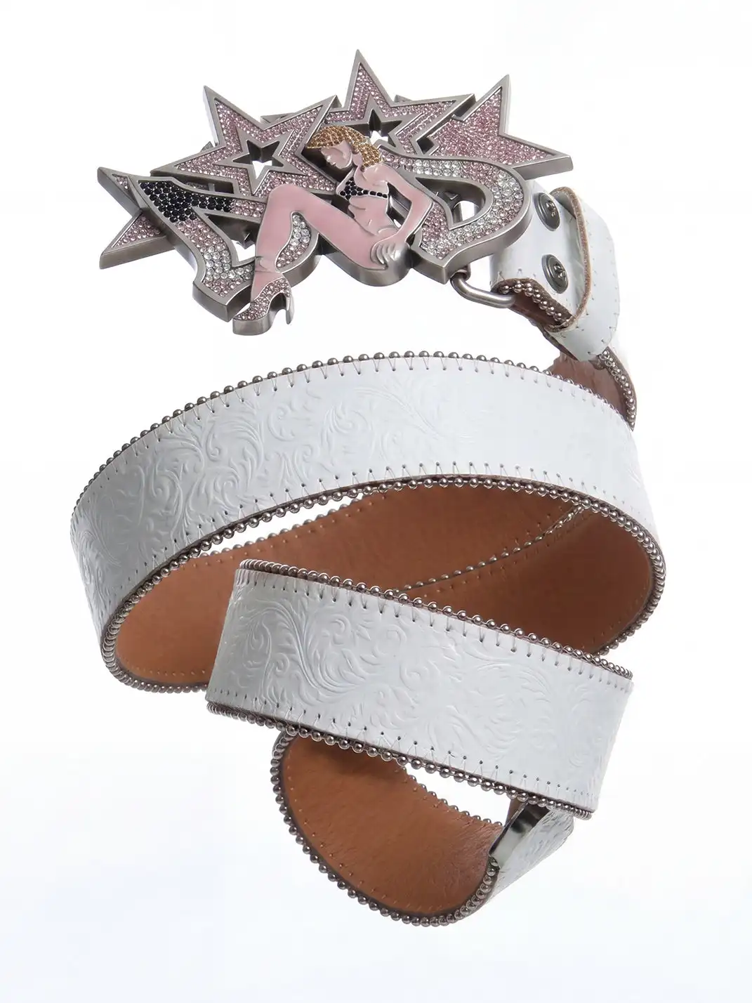 DND4DES | Full Star Rhinestone Inlaid Top Grain Leather Belt