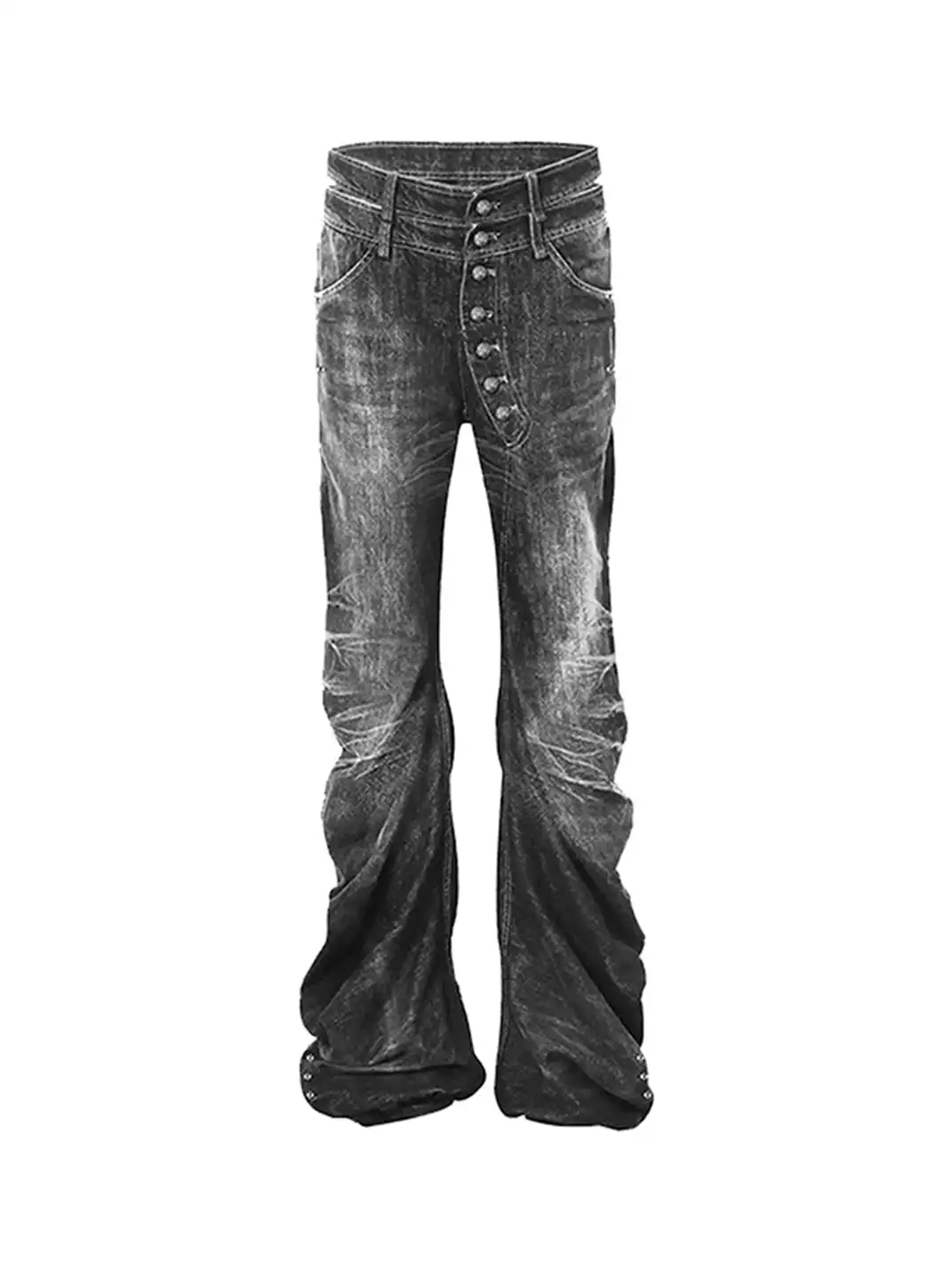 PAIKI | 3D Cat Whisker Curved High-Stretch Jeans