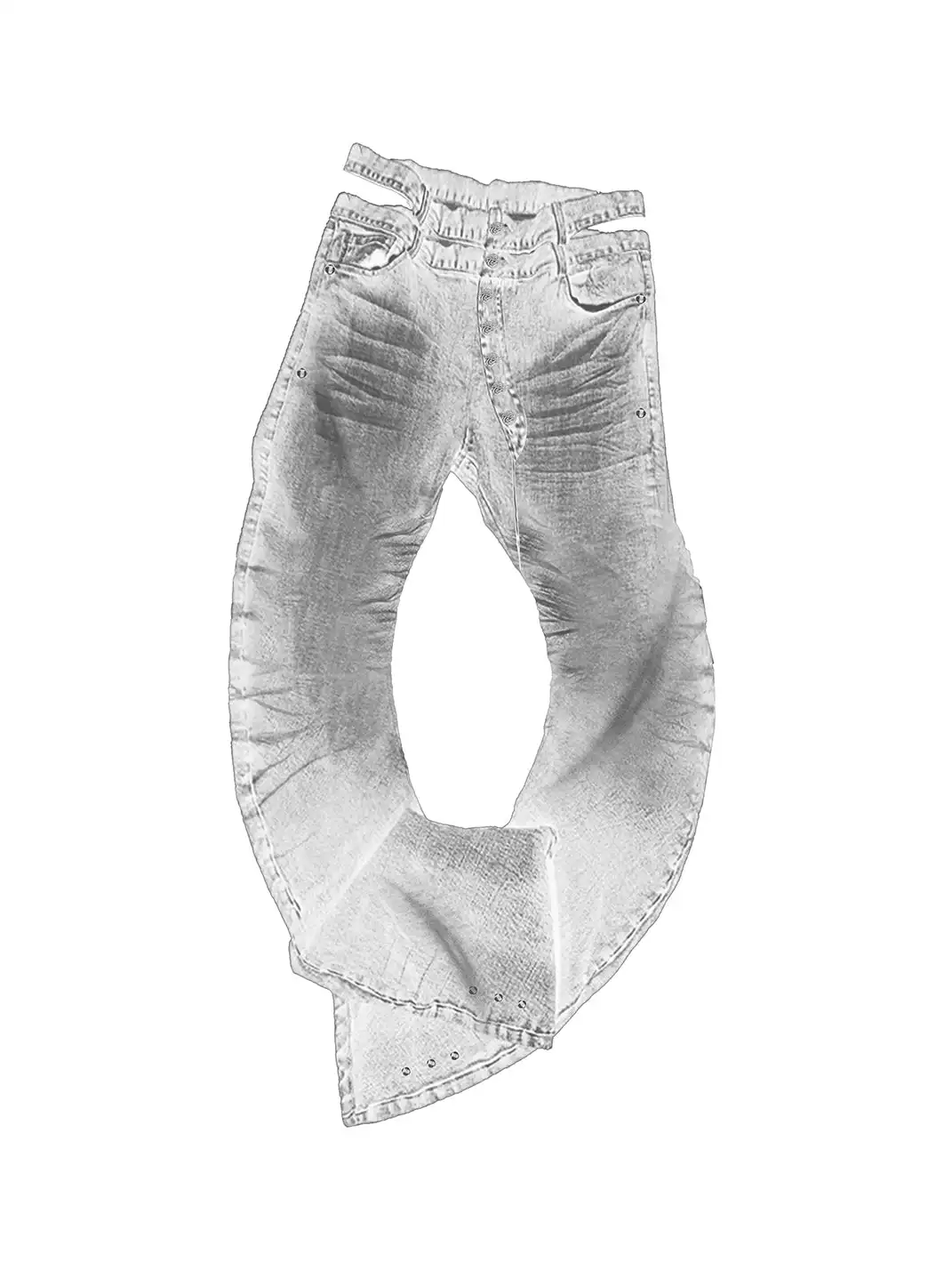 PAIKI | 3D Cat Whisker Curved High-Stretch Jeans