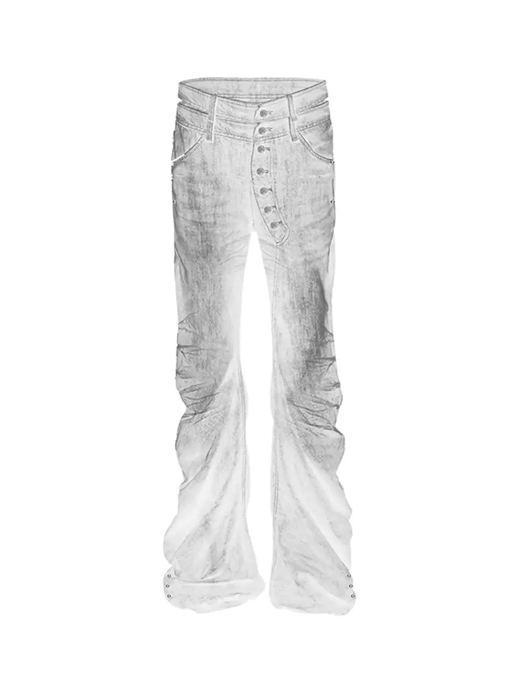 PAIKI | 3D Cat Whisker Curved High-Stretch Jeans
