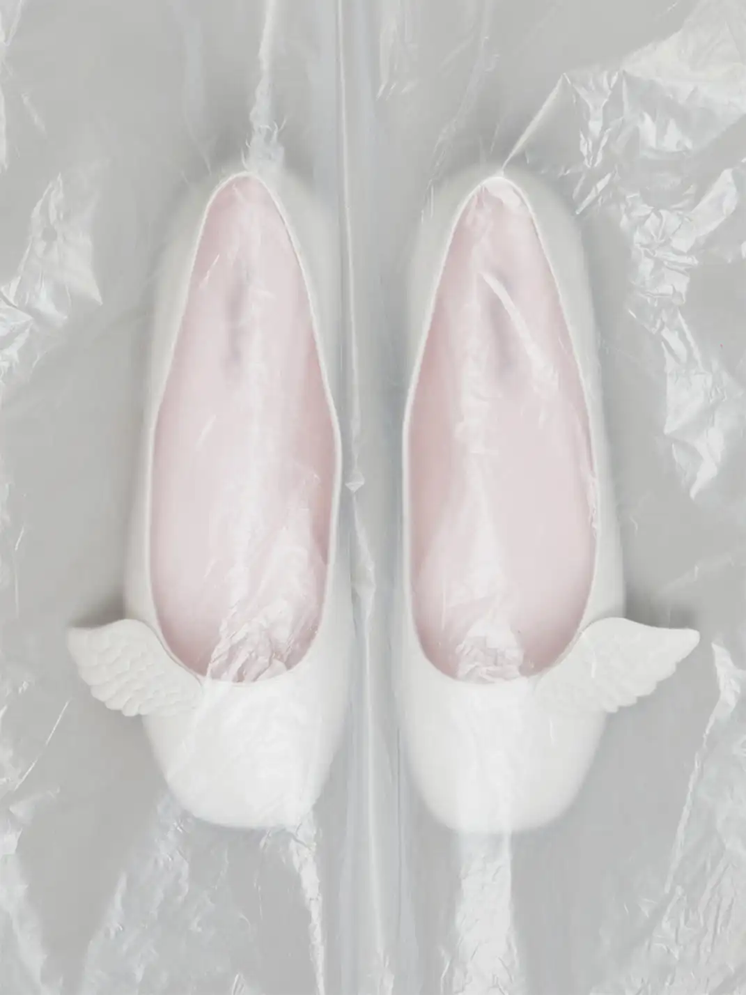 NECYSTUDIO | Wing Pattern Sheepskin Slip-On Flat Shoes