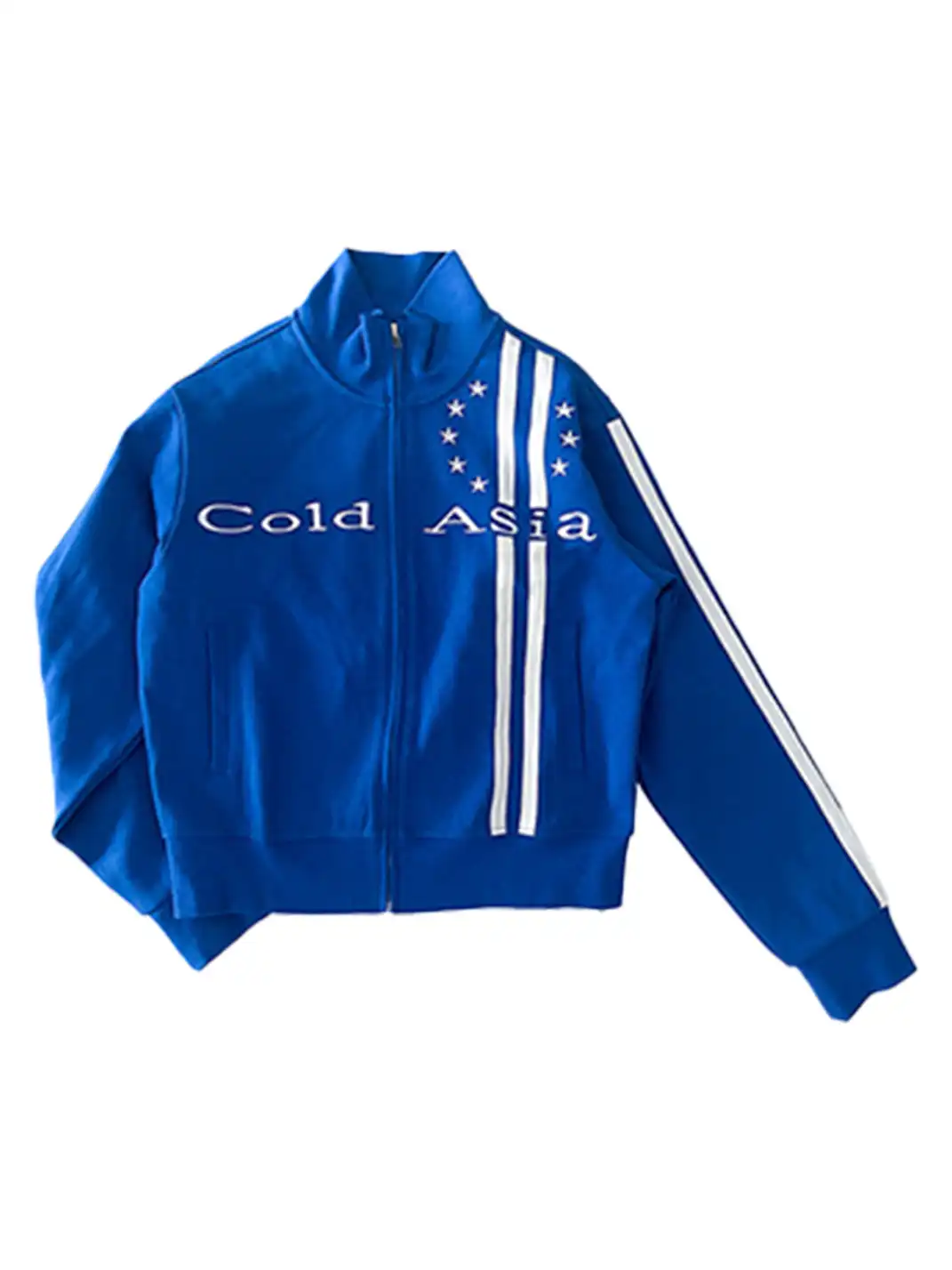 ColdAsia | Embroidered Double Stripe Stand Collar Jacket