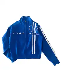 ColdAsia | Embroidered Double Stripe Stand Collar Jacket