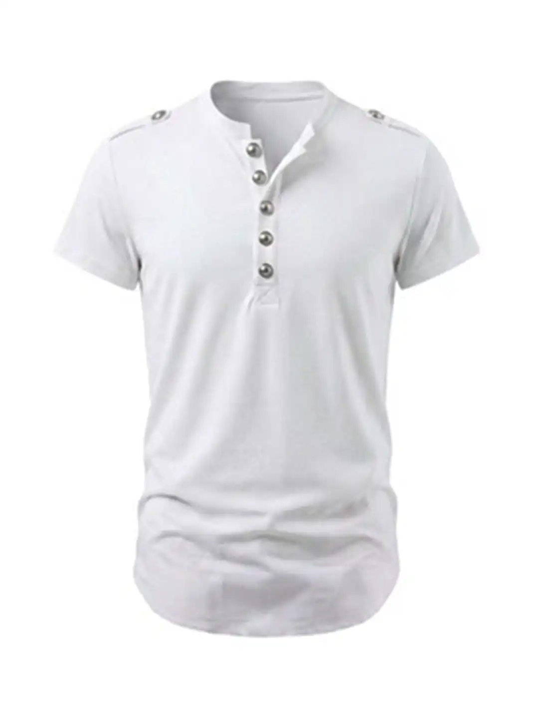 DND4DES | Vintage Metal Button Henley Neck T-Shirt