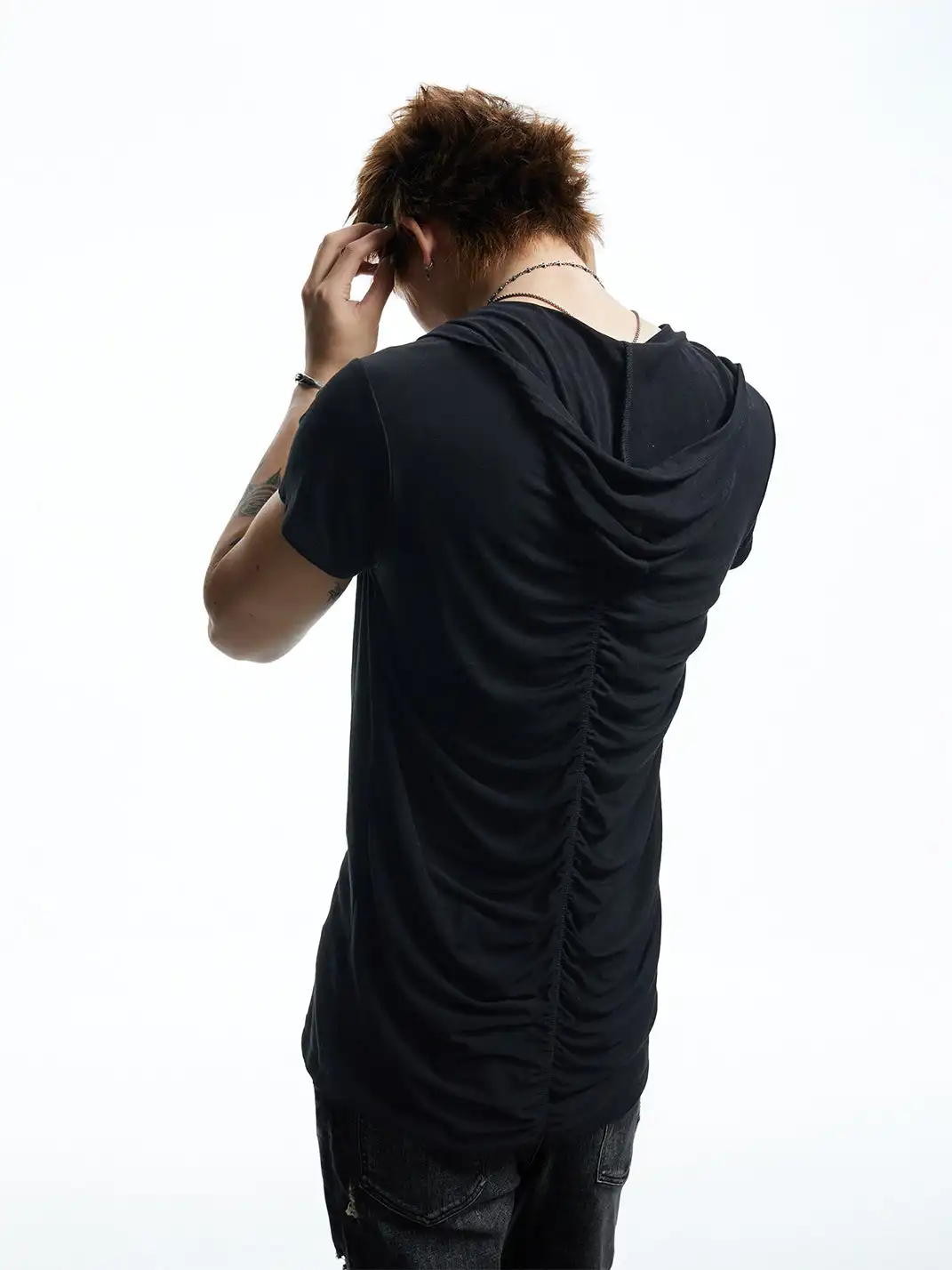DND4DES | Pleated Hooded Wool Blend T-Shirt