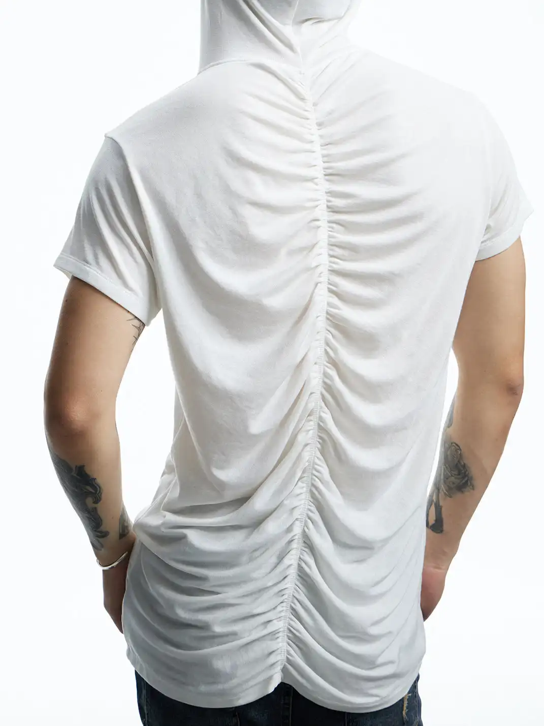 DND4DES | Pleated Hooded Wool Blend T-Shirt