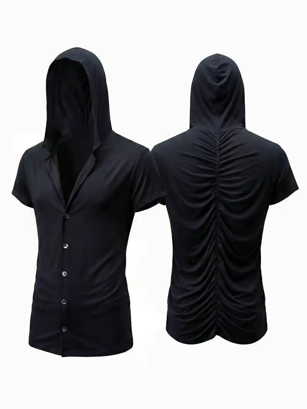 DND4DES | Pleated Hooded Wool Blend T-Shirt