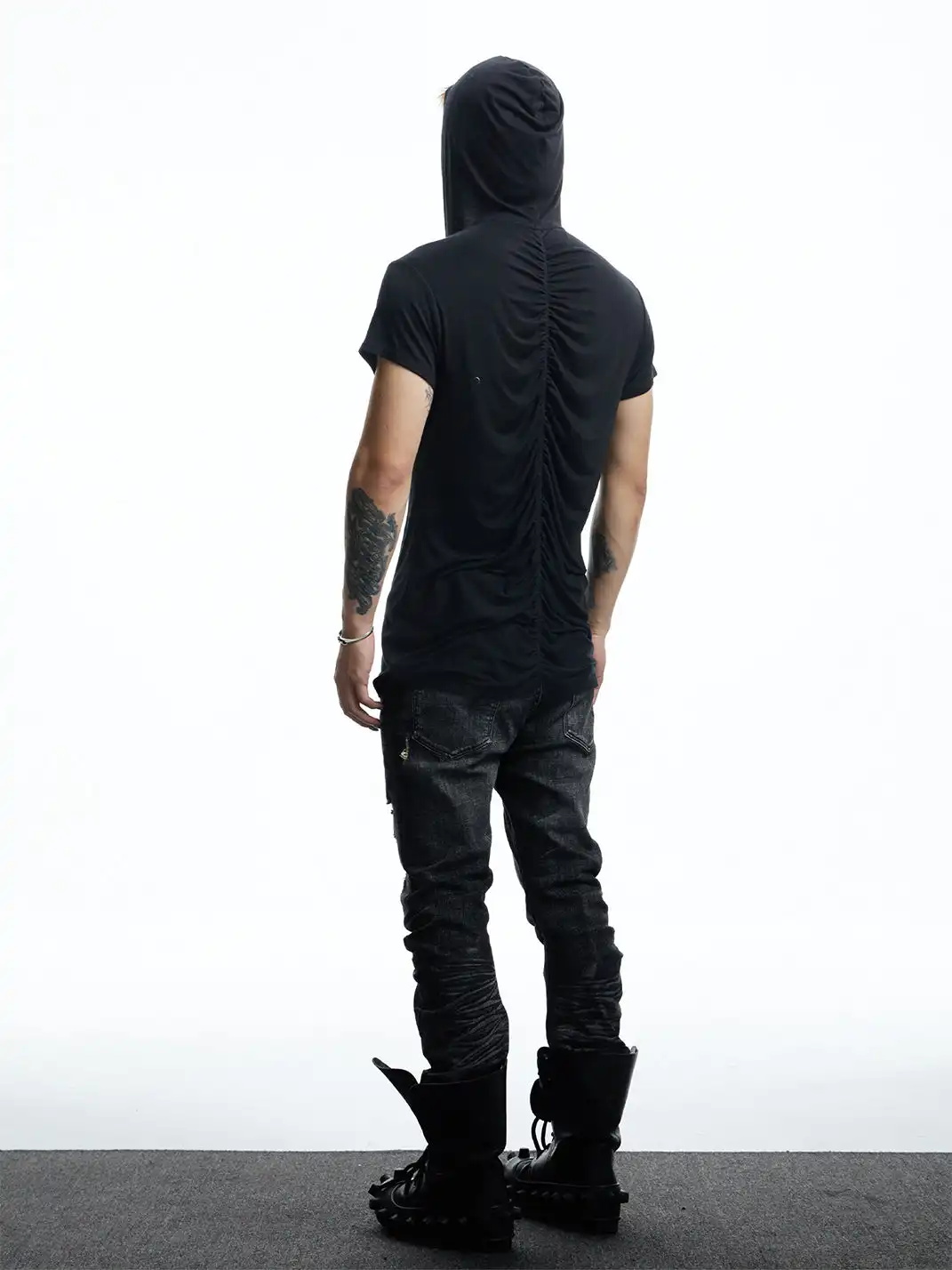 DND4DES | Pleated Hooded Wool Blend T-Shirt
