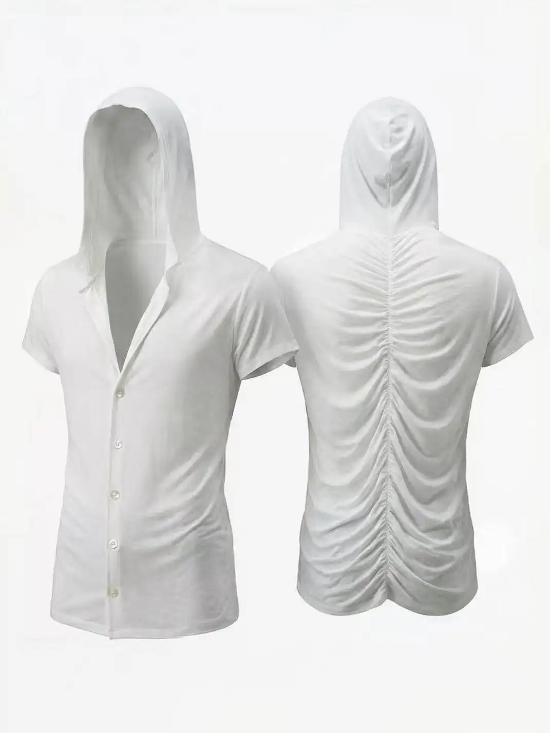DND4DES | Pleated Hooded Wool Blend T-Shirt