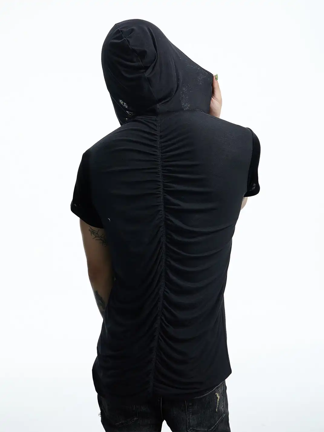 DND4DES | Pleated Hooded Wool Blend T-Shirt