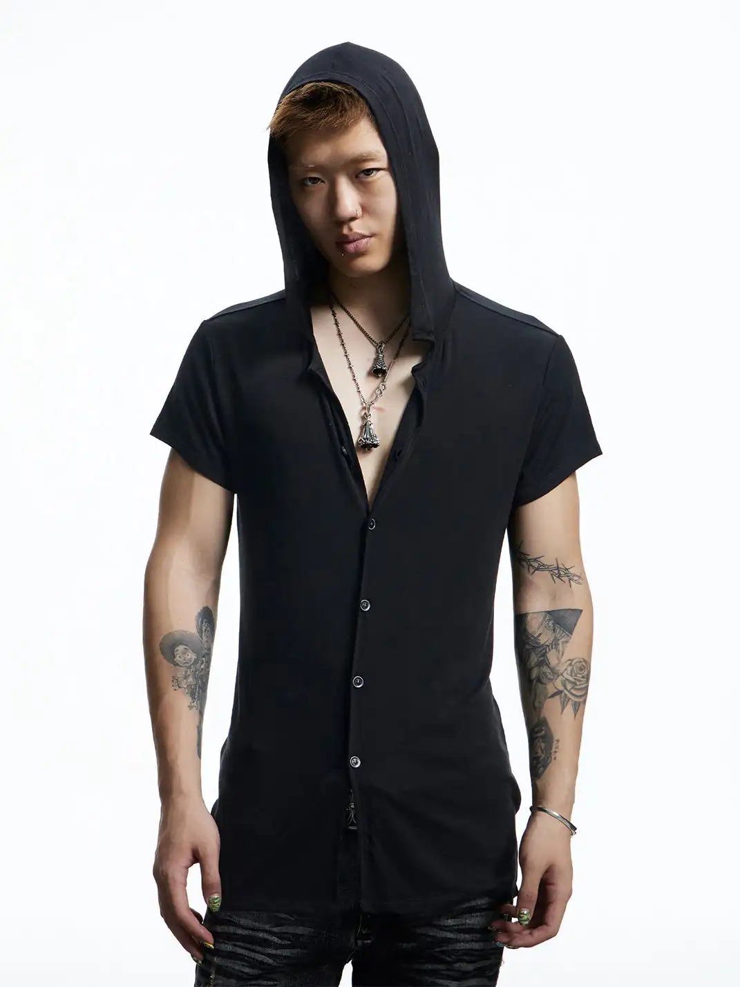 DND4DES | Pleated Hooded Wool Blend T-Shirt