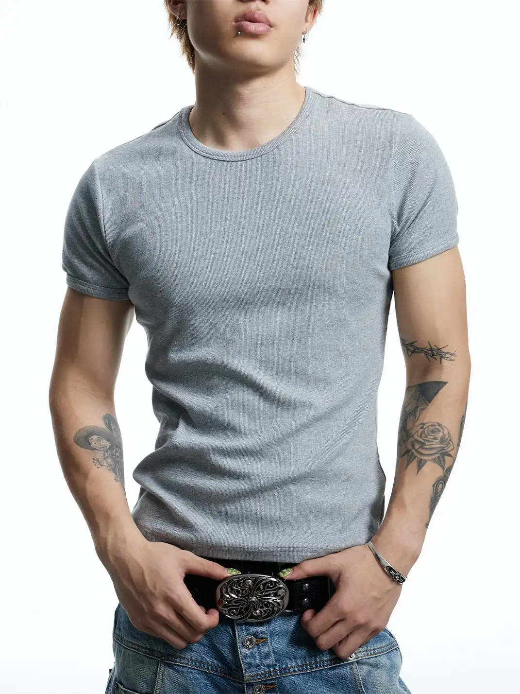 DND4DES | Stretch Basic Slim Ribbed T-Shirt