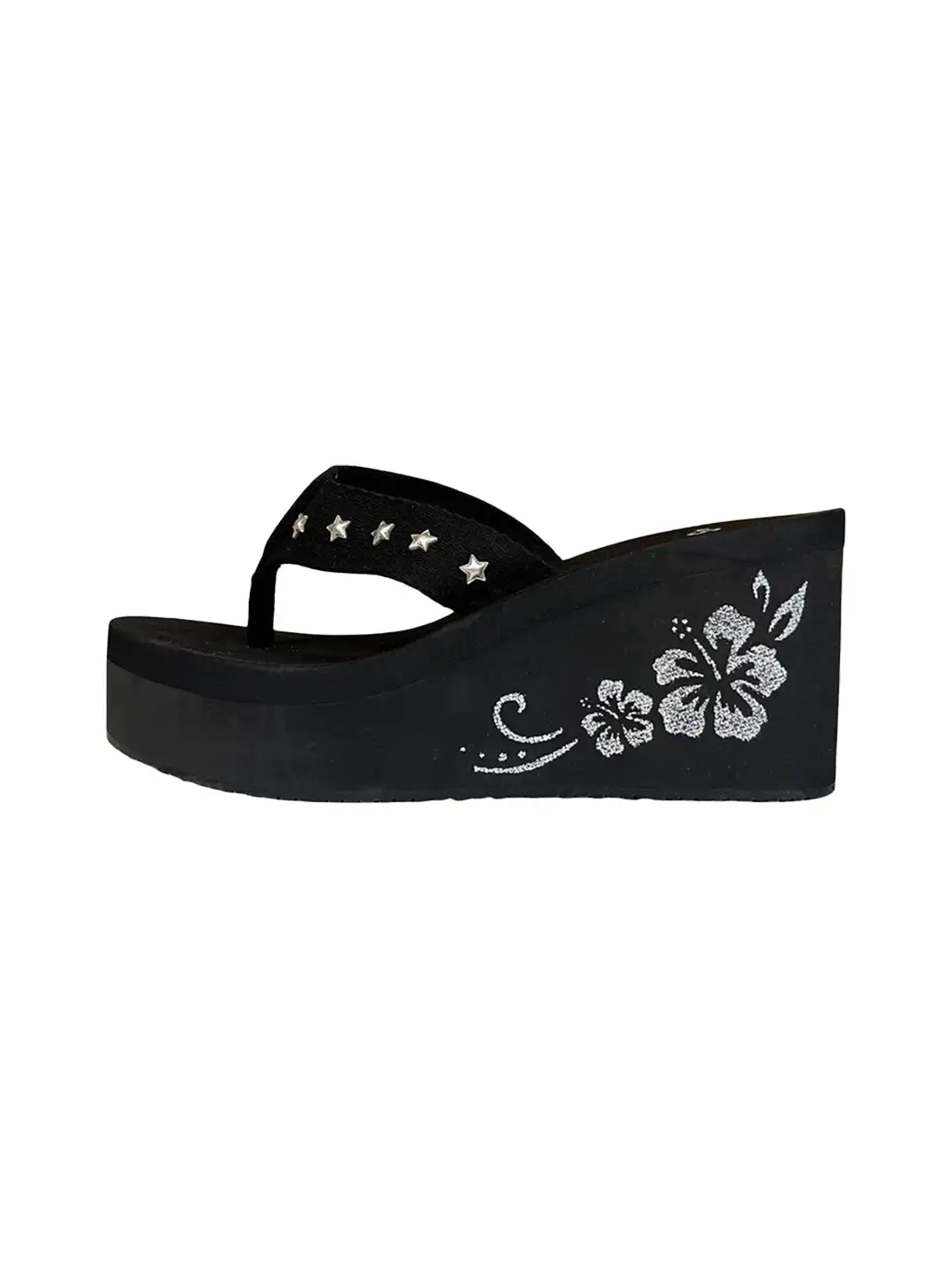 Ooops333 | Flower Platform Round-Toe Wedge Flip Flops