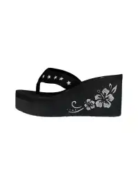 Ooops333 | Flower Platform Round-Toe Wedge Flip Flops