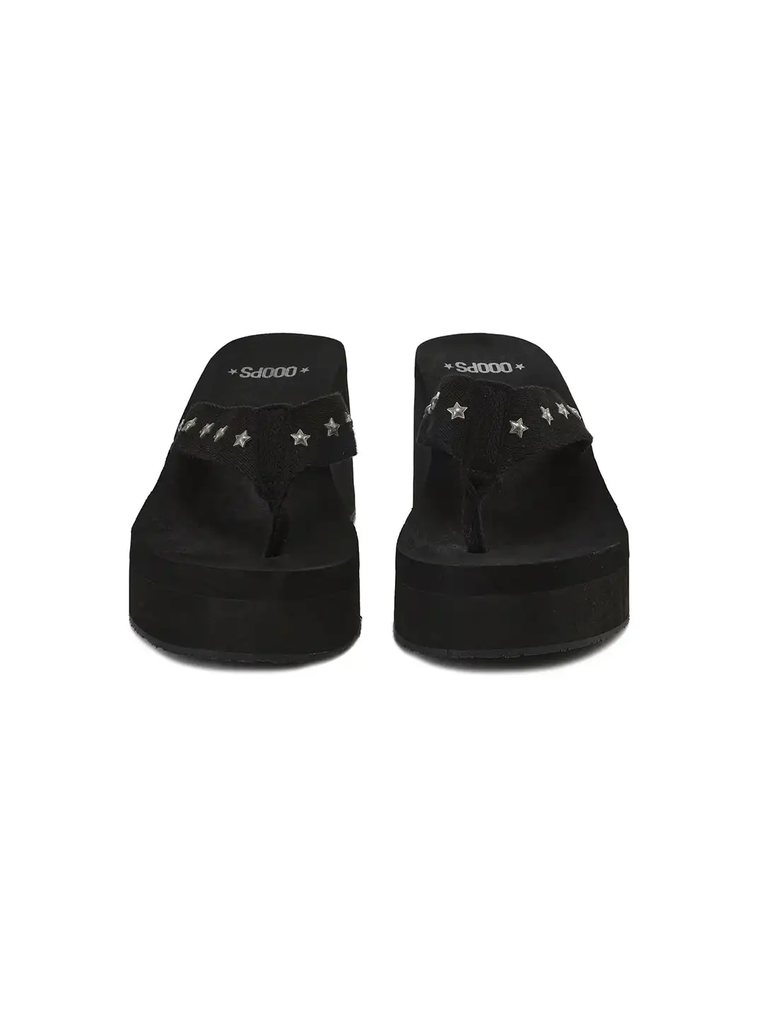 Ooops333 | Flower Platform Round-Toe Wedge Flip Flops