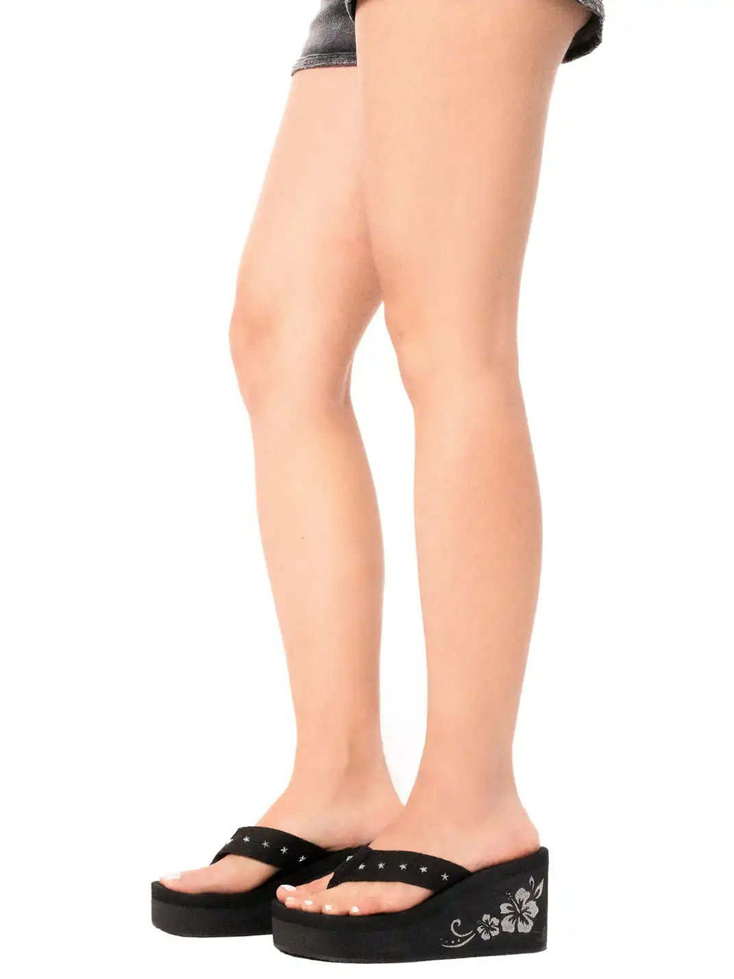 Ooops333 | Flower Platform Round-Toe Wedge Flip Flops