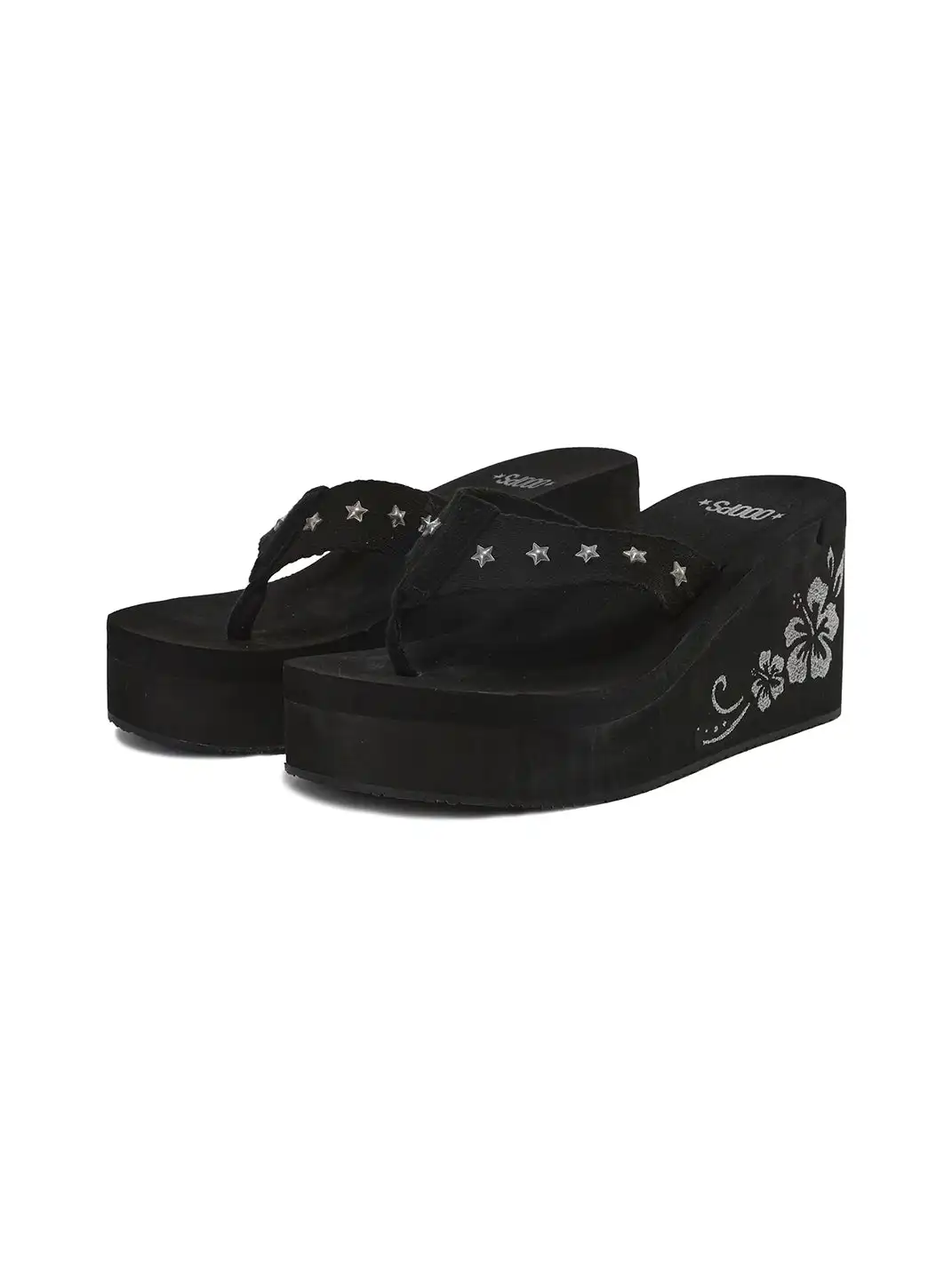 Ooops333 | Flower Platform Round-Toe Wedge Flip Flops