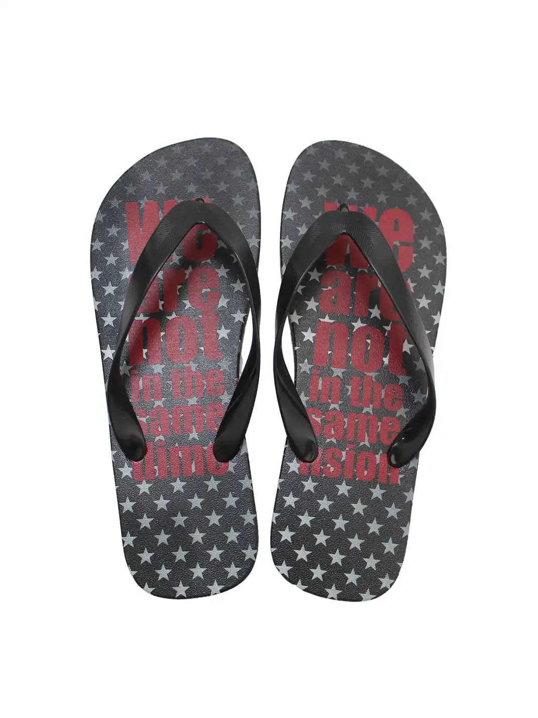 uiiin online | Full-Print Slogan Flat Flip Flops