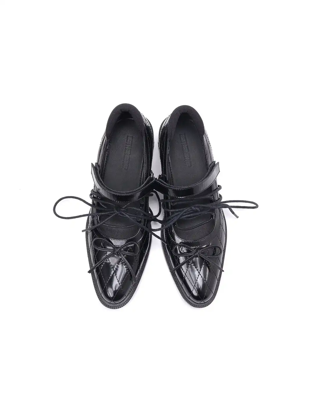Asthershop | Rhombus Lattice Lace-Up Mary Jane Shoes