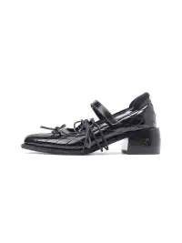 Asthershop | Rhombus Lattice Lace-Up Mary Jane Shoes