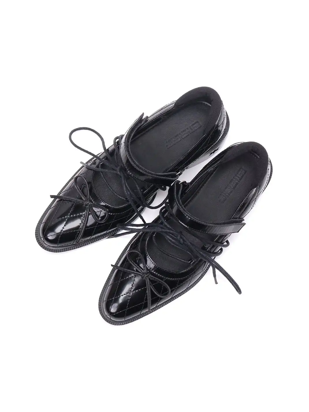 Asthershop | Rhombus Lattice Lace-Up Mary Jane Shoes