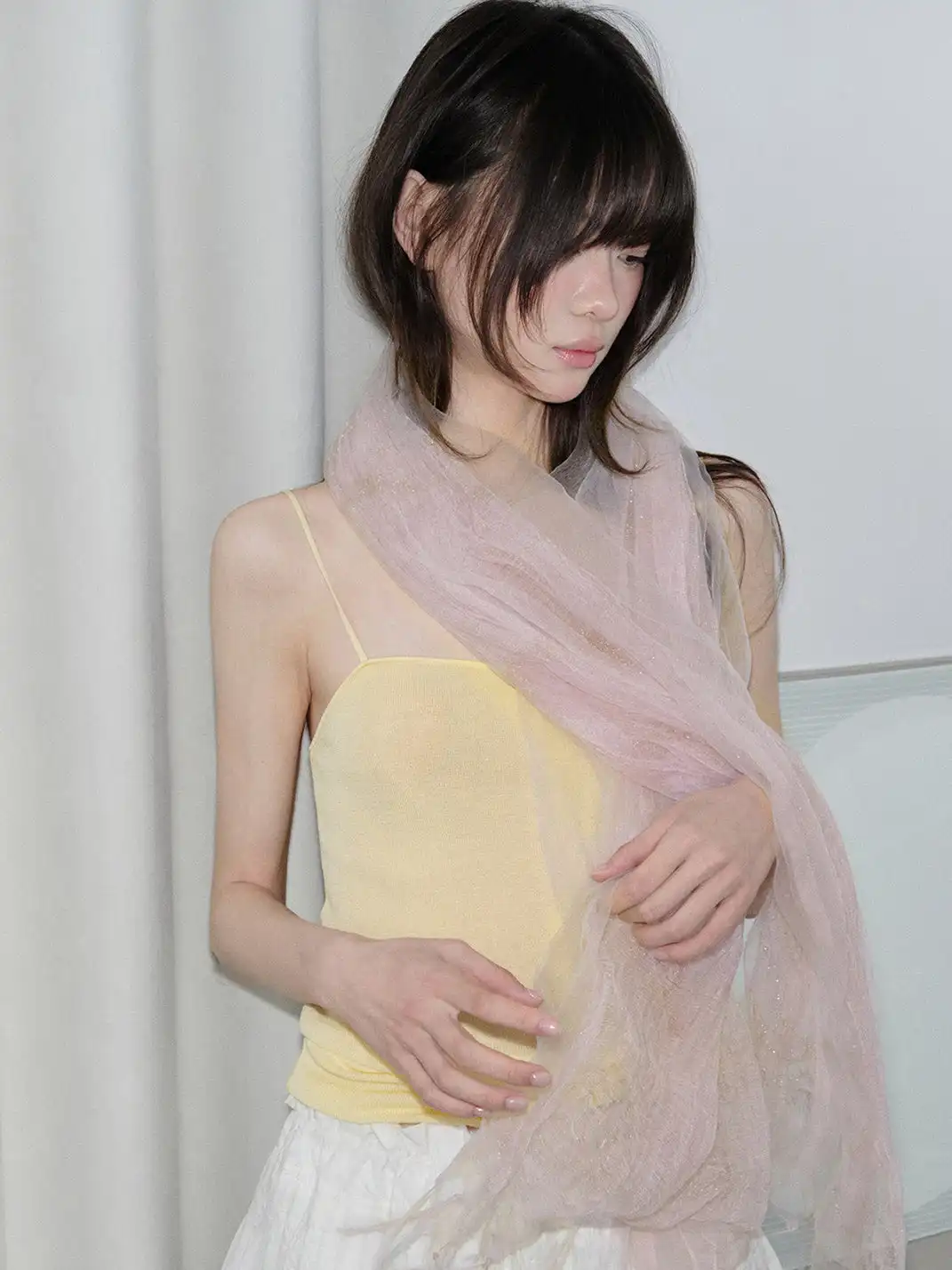 Feytiy | Misty Solid Color 3-Layer Silk Scarf