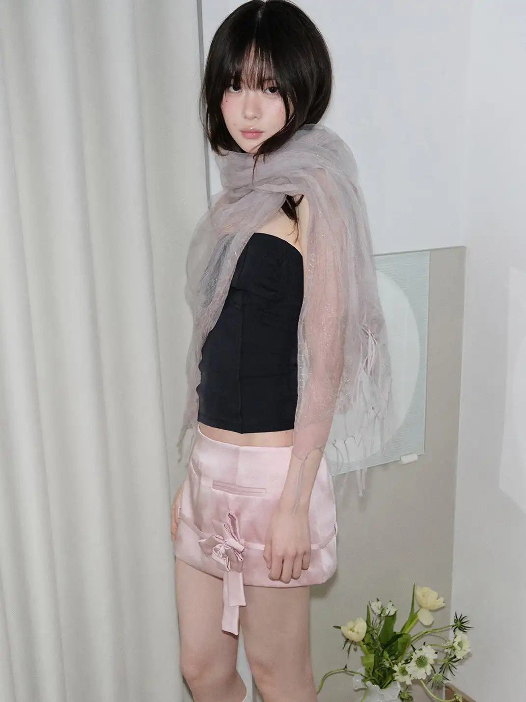 Feytiy | Misty Solid Color 3-Layer Silk Scarf
