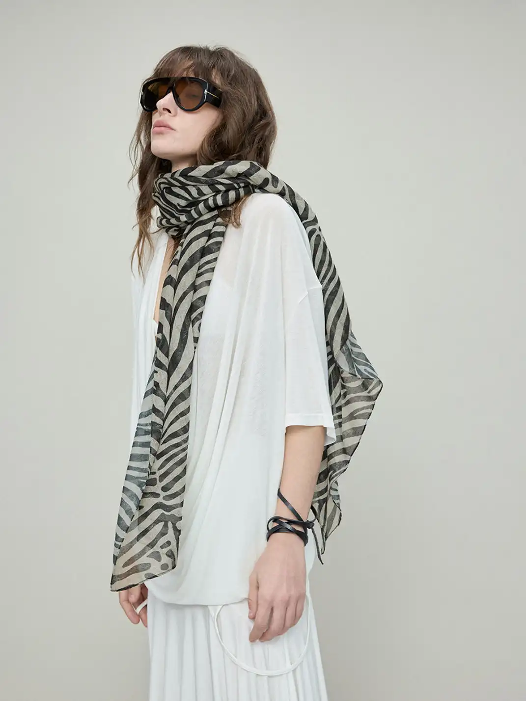 DIONYS | Zebra Print Sheer Textured Scarf