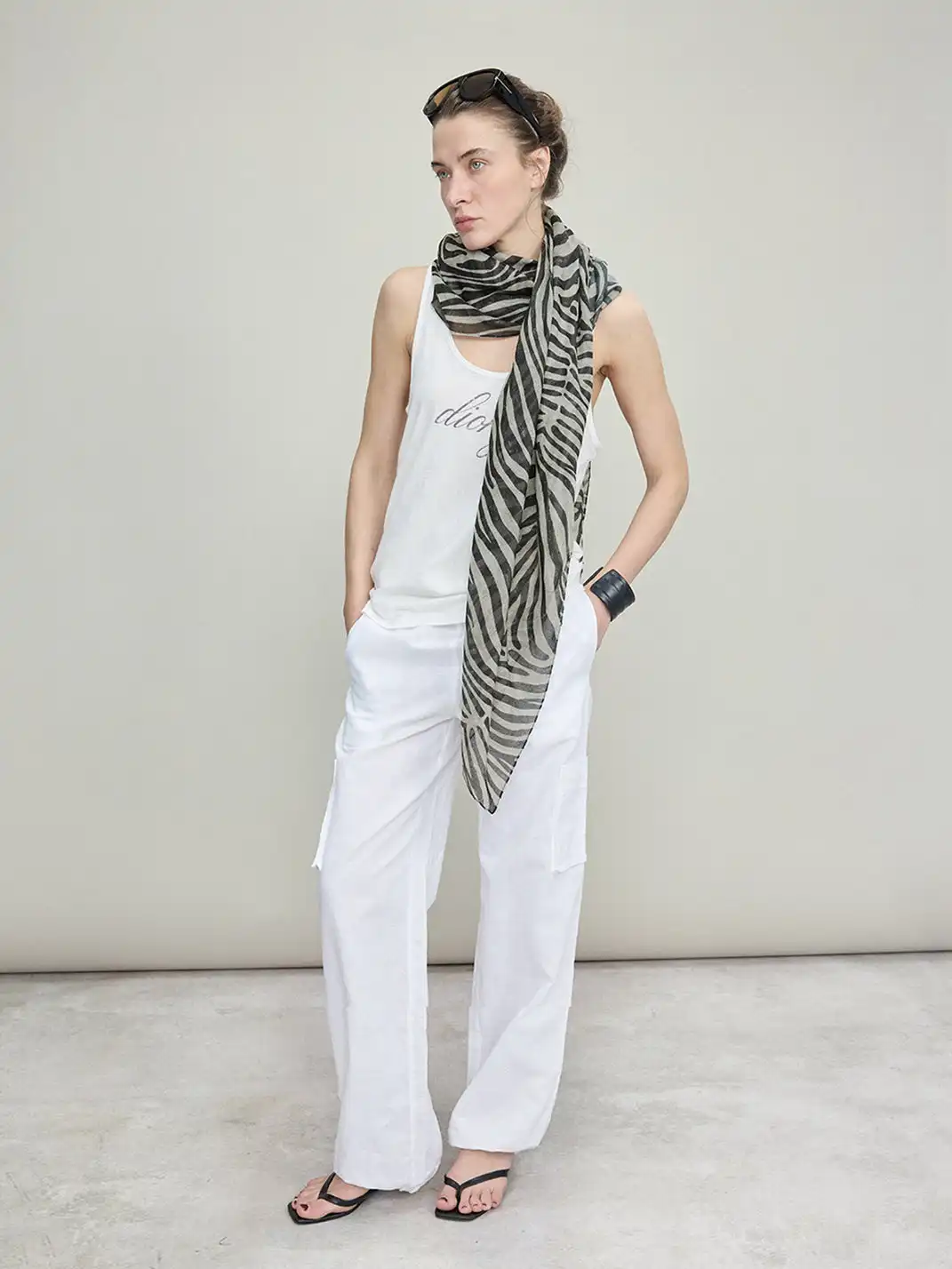 DIONYS | Zebra Print Sheer Textured Scarf