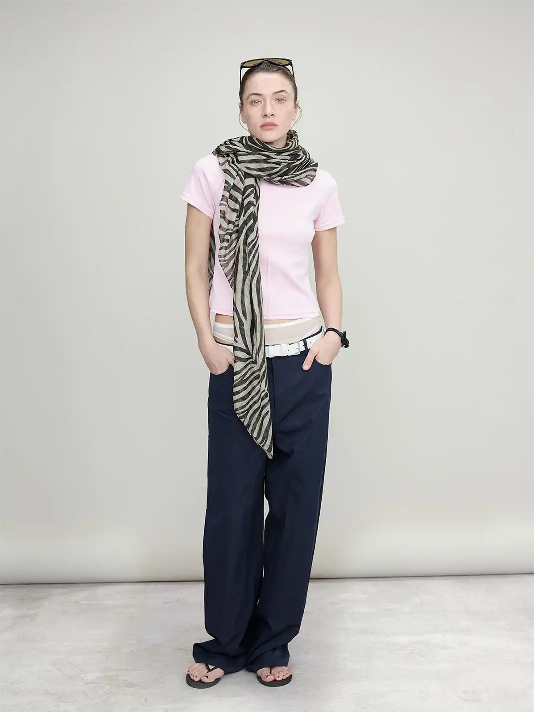 DIONYS | Zebra Print Sheer Textured Scarf