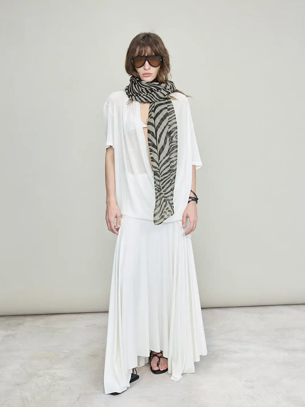 DIONYS | Zebra Print Sheer Textured Scarf