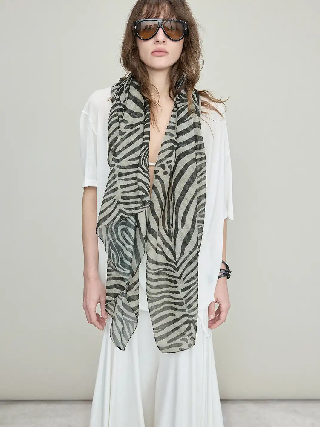 DIONYS | Zebra Print Sheer Textured Scarf