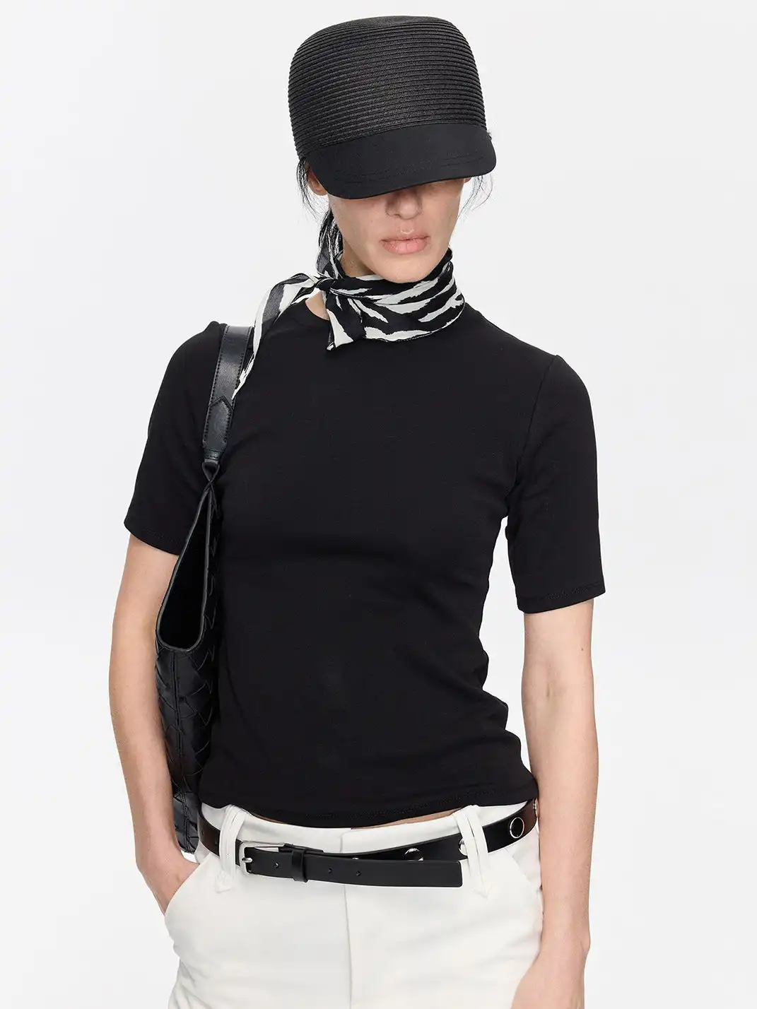 LYUOCHENG | Animal Pattern Combed Cotton Small Square Scarf