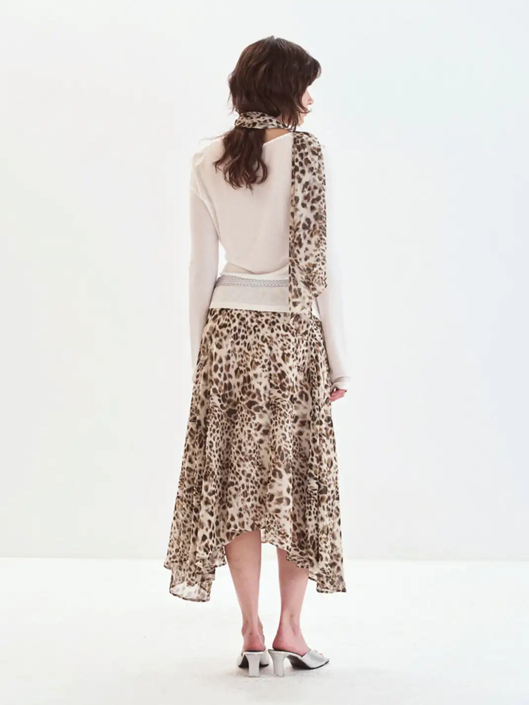 Covertitle | Vintage Lightweight Double-Sided Leopard Print Silk Scarf
