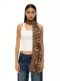 FIRSTFLOOR | Leopard Plaid Two-Tone Printed Streamer Scarf
