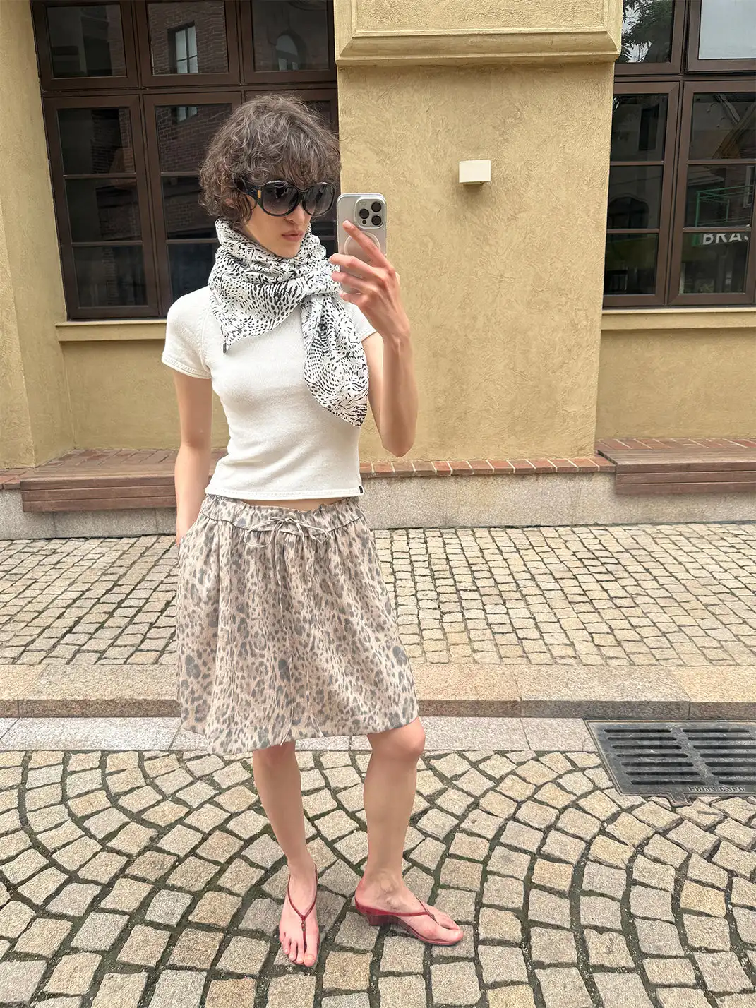 ChuTao | Textured Zebra & Leopard Print Sheer Scarf